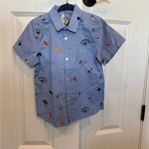 Burberry Light Blue Kids Button Down Shirt with Embroidery